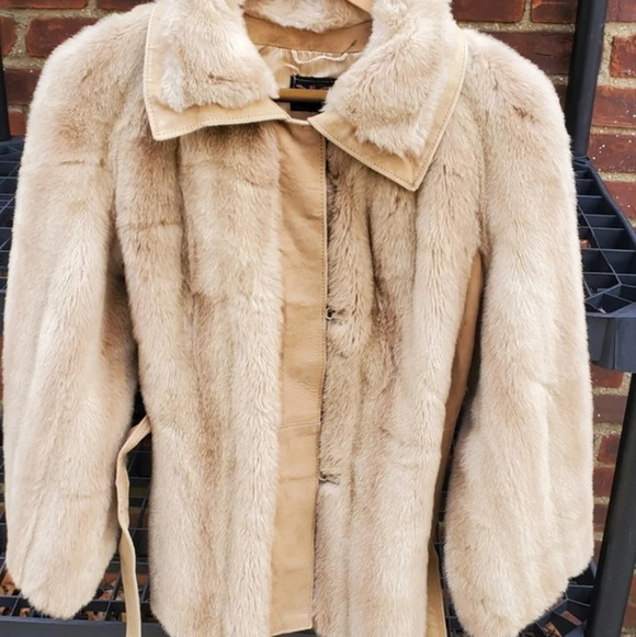 Lilli Ann London Leathers Faux Fur‎ Vintage Trench Coat S - Picture 4 of 16